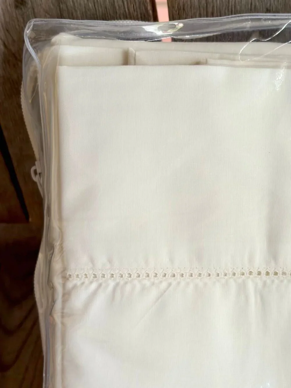 BELLINO Fine Linens 100% Cotton Percale Hemstitch KING Size Set COLOR: Cream